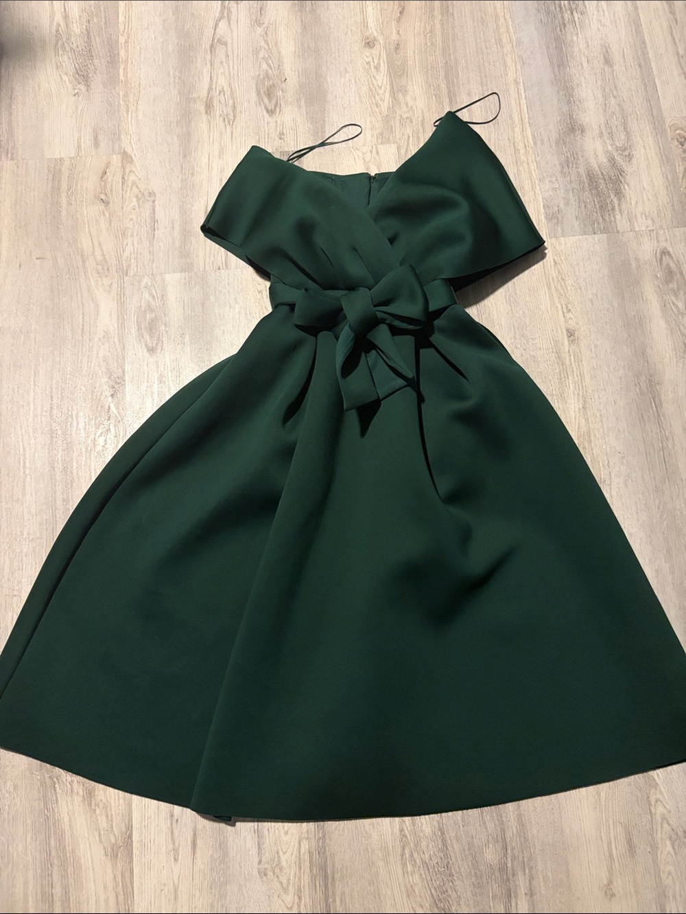 ASOS Dark Green Midi Dress with Waist Bow